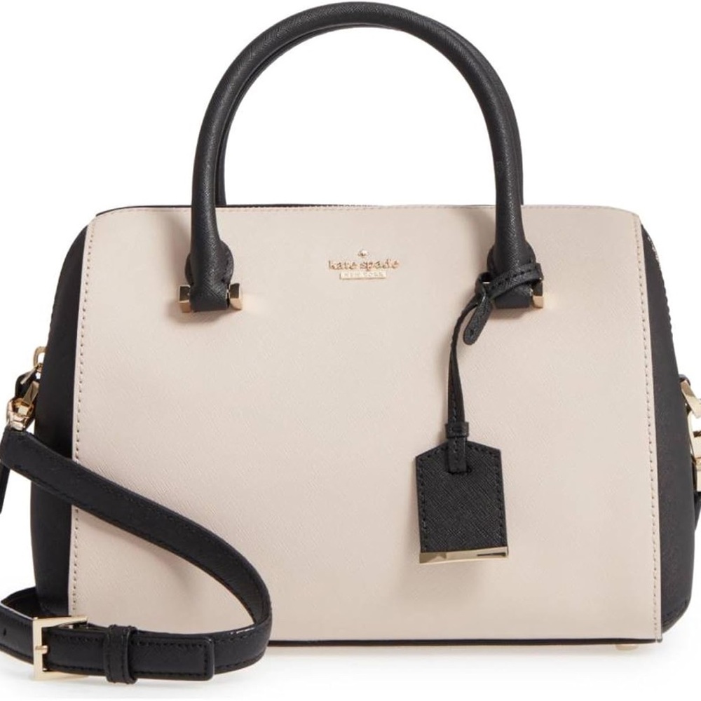 Kate Spade Cameron Lane Black and Cream Satchel Bag with Protective Bag